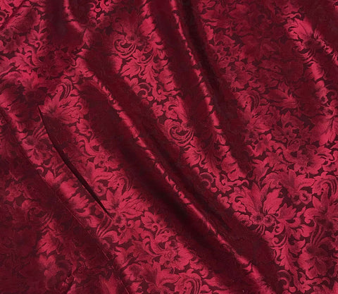 Burgundy Red Baroque Scroll - Silk Jacquard