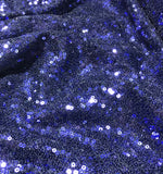 Navy Blue - Sequin Spangle Sewn on Mesh Fabric