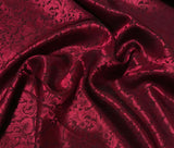 Burgundy Red Baroque Scroll - Silk Jacquard