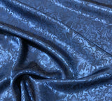 Dark Blue Baroque Scroll - Silk Jacquard