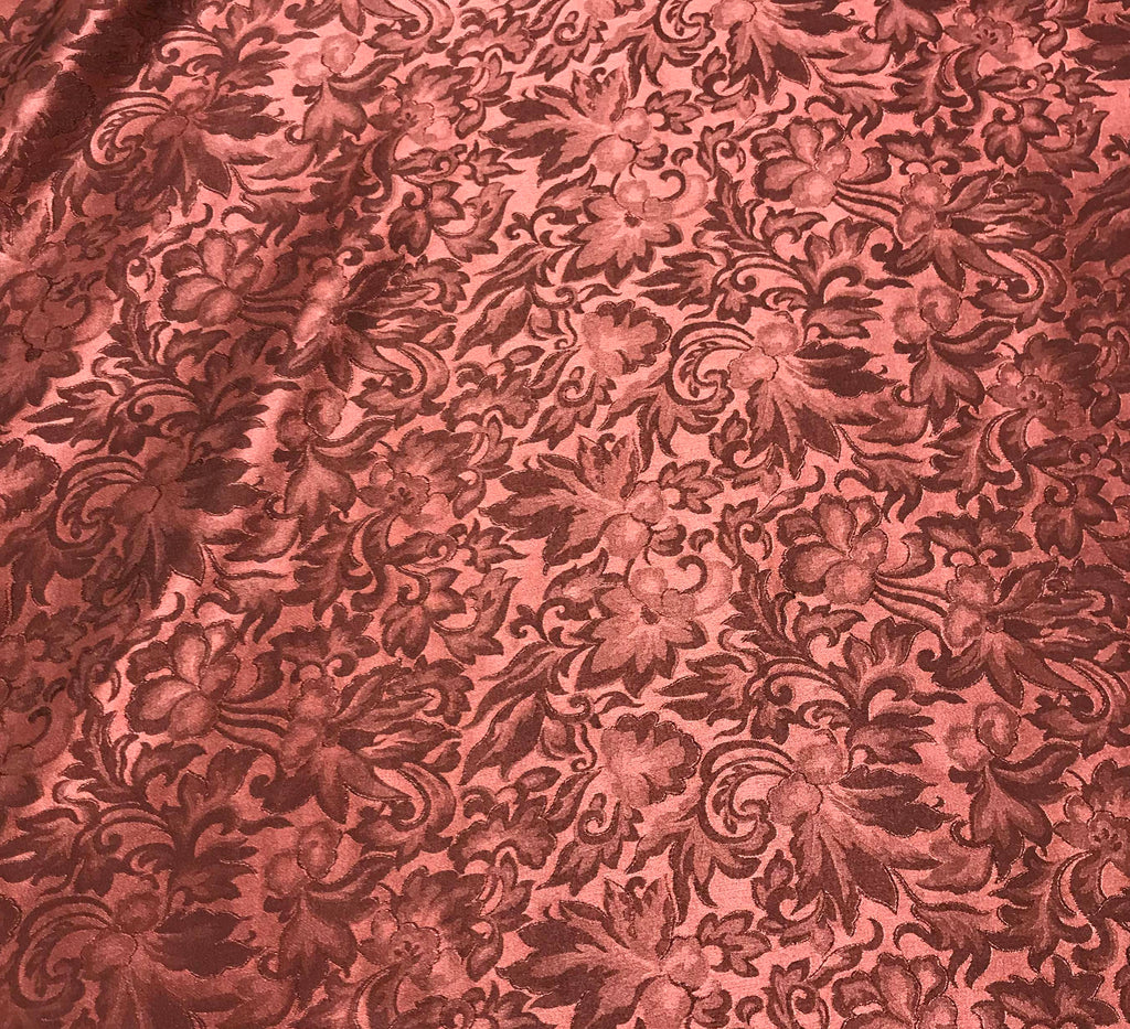 Antique Pink Baroque Scroll - Silk Jacquard