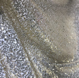 Gold on White - Sequin Spangle Sewn on Mesh Fabric