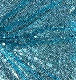 Mermaid Aqua - Sequin Spangle Sewn on Mesh Fabric