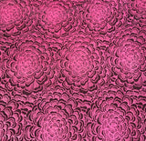 Burgundy Red Mums - Stretch Polyester Flocked Velvet Fabric