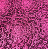Burgundy Red Mums - Stretch Polyester Flocked Velvet Fabric