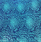 Blue on Teal Mums - Stretch Polyester Flocked Velvet Fabric