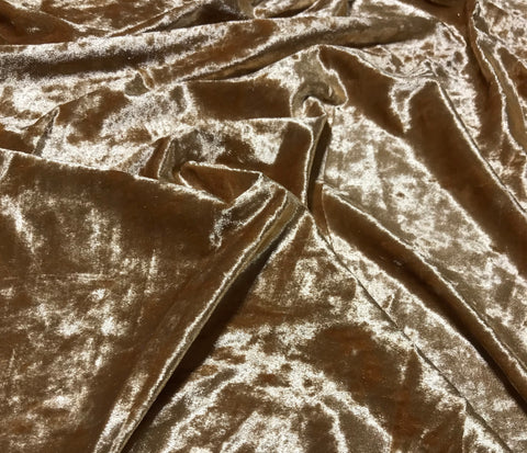 Golden Brown - Stretch Polyester Crushed Velvet Fabric