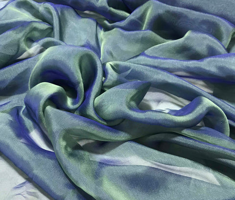 Aqua Blue - Iridescent Silk Chiffon
