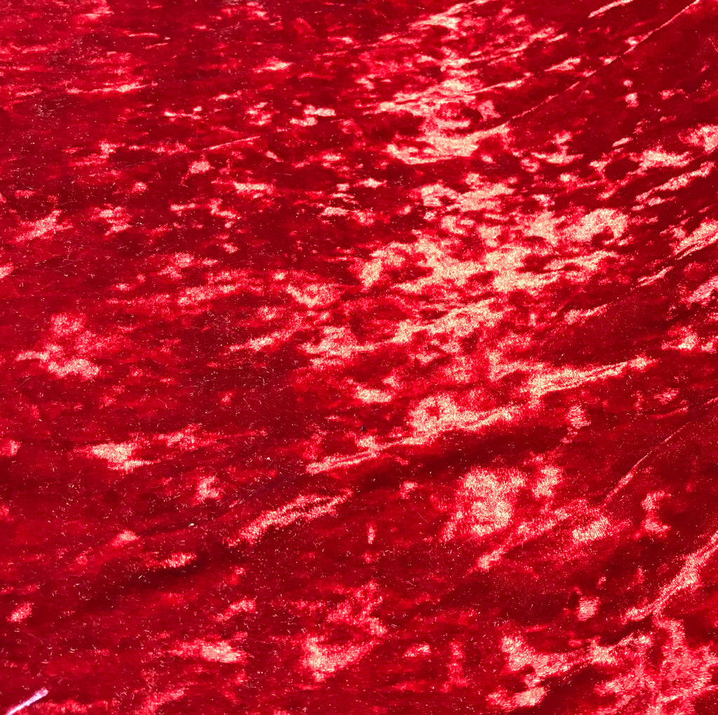 Ruby Red - Stretch Polyester Crushed Velvet Fabric