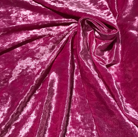 Bright Pink - Stretch Polyester Crushed Velvet Fabric