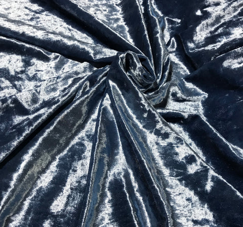 Dusty Blue - Stretch Polyester Crushed Velvet Fabric - 1/2 Yard x 60" Remnant