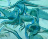 Aqua Peacock - Iridescent Silk Chiffon