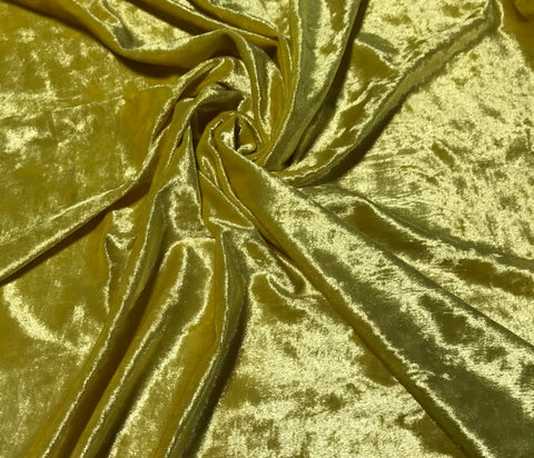 Yellow - Stretch Polyester Crushed Velvet Fabric