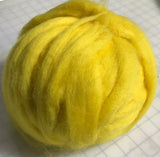 Bright Yellow - Finest Romney & Merino Wool Roving (.5 Oz)