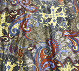 Yellow and Taupe Paisley - Silk Charmeuse