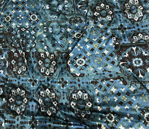 Teal Blue Tapestry - Silk Charmeuse