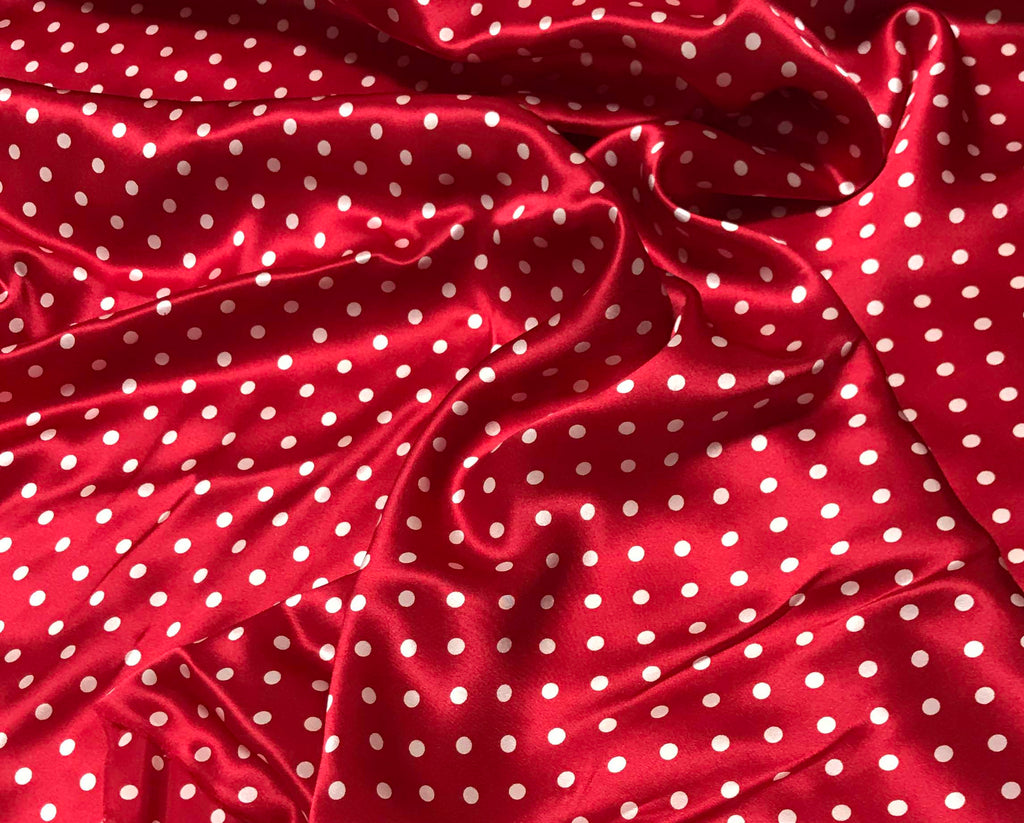 Red and White Polka Dots - Silk Charmeuse
