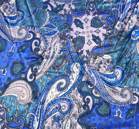 Blue and Lavender Paisley - Silk Charmeuse