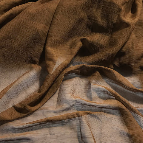 Spice Brown Crinkle - Polyester Chiffon Fabric