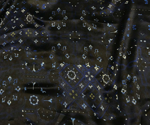 Navy Blue Tapestry - Silk Charmeuse