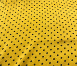 Mustard Yellow & Black Polka Dots - Hand Dyed Silk Charmeuse Fabric
