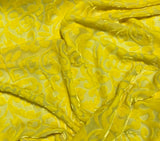 Sunshine Yellow Scroll - Hand Dyed Burnout Silk Velvet