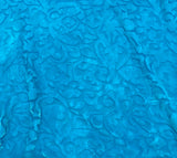 Turquoise Blue Scroll - Hand Dyed Burnout Silk Velvet