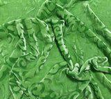 Pear Green Scroll - Hand Dyed Burnout Silk Velvet