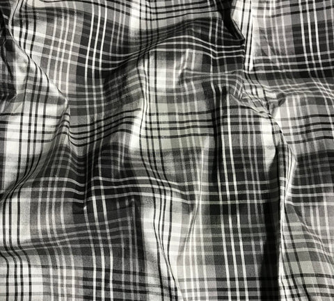 Gray Plaid - Silk Dupioni Fabric
