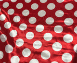 White on Red Polka Dots - Faux Silk Charmeuse Satin Fabric