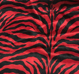 Red & Black Zebra Stripes - Faux Silk Charmeuse Satin Fabric