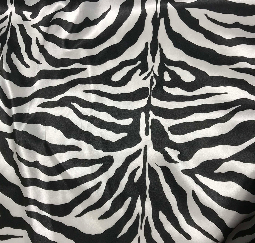 Black & White Zebra Stripes - Faux Silk Charmeuse Satin Fabric