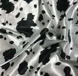Black & White Cow Spots - Faux Silk Charmeuse Satin Fabric
