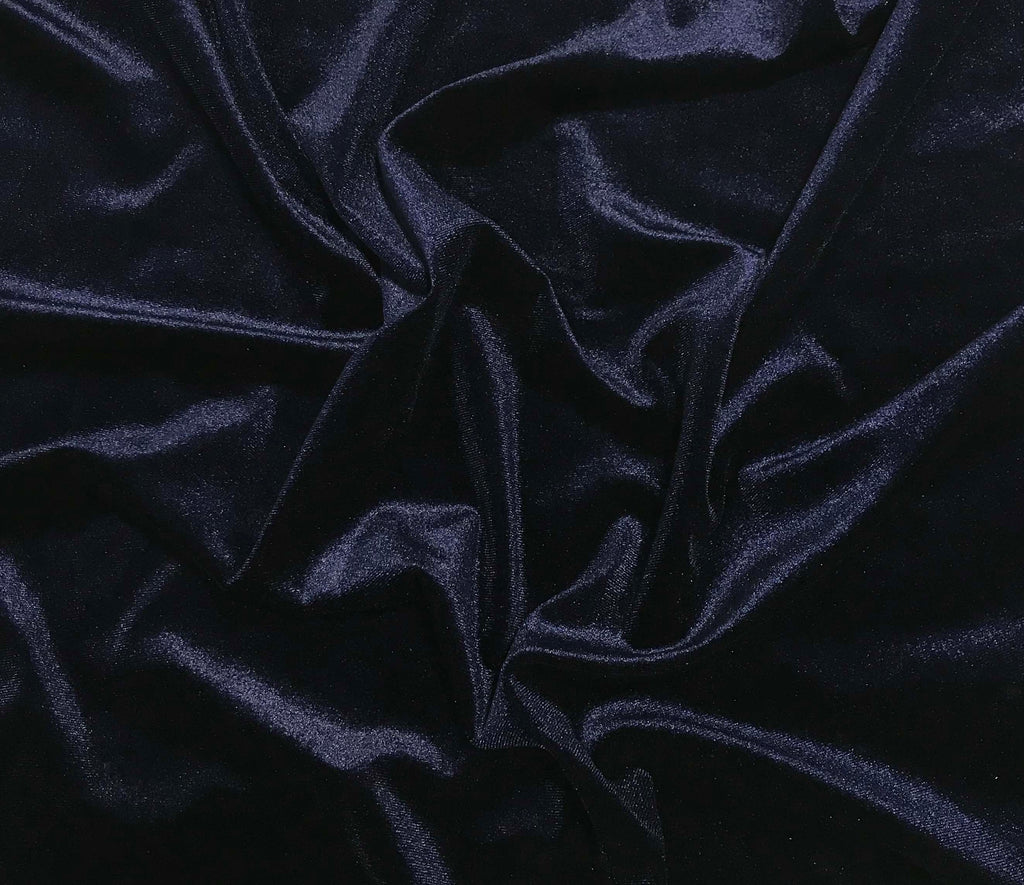 Navy - Stretch Polyester Velvet Fabric