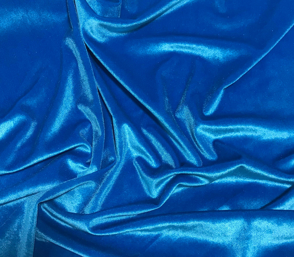 Turquoise Blue - Stretch Polyester Velvet Fabric