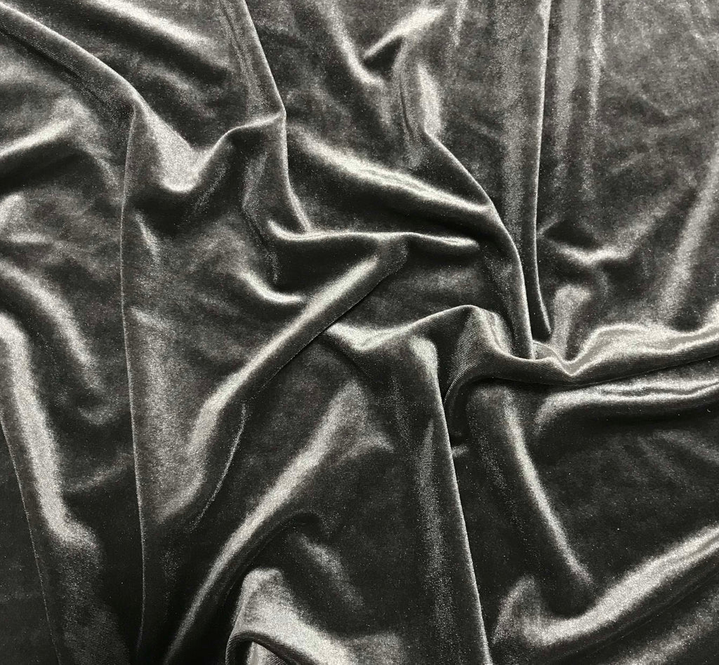 Pewter Gray - Stretch Polyester Velvet Fabric