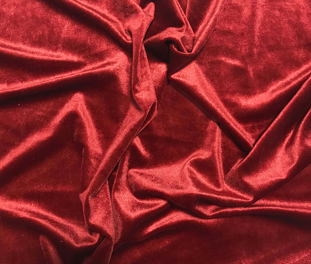 Brick Red - Stretch Polyester Velvet Fabric