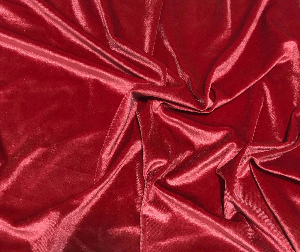 Cherry Red - Stretch Polyester Velvet Fabric