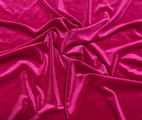 Fuchsia Pink - Stretch Polyester Velvet Fabric