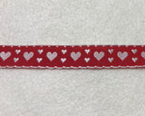 Red & White Hearts Jacquard Ribbon Made in France 3/4"