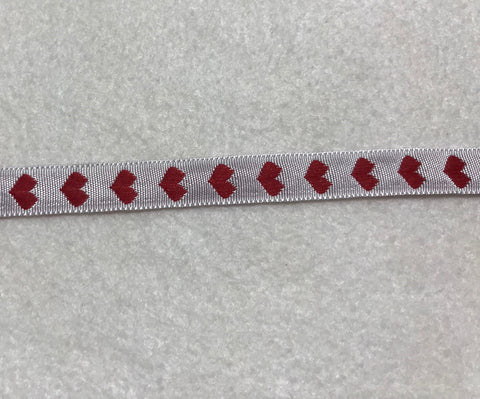 Hearts Ribbon Trim Made in France 7/16" wide (2 Colors to choose from)
