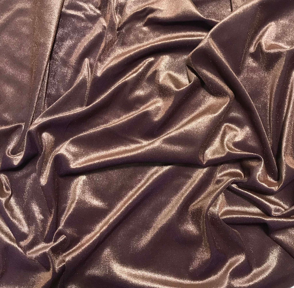 Iridescent Purple/ Bronze - Stretch Polyester Velvet Fabric