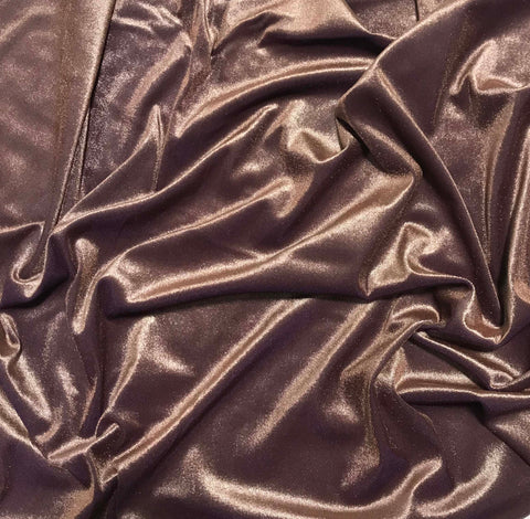 Iridescent Purple/ Bronze - Stretch Polyester Velvet Fabric