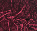 Maroon Flower Branches - Embossed Stretch Poly Velvet Fabric