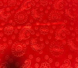 Orange Feathers & Flowers - Embossed Stretch Poly Velvet Fabric