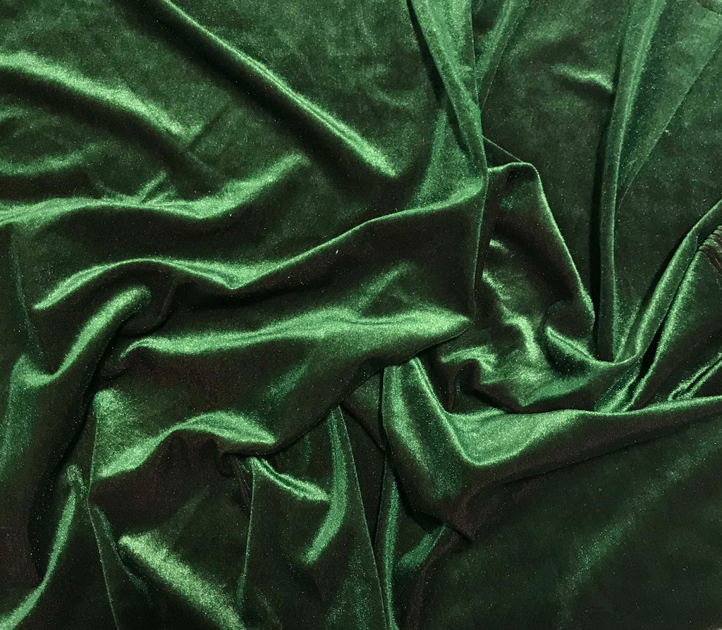 Iridescent Forest Green/ Maroon - Stretch Polyester Velvet Fabric