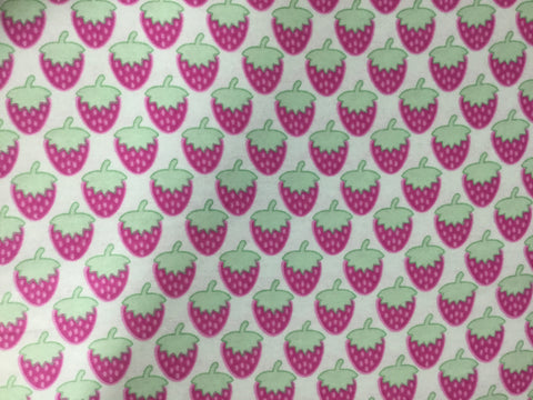 Pink Strawberries - David Textiles - Cotton Flannel Fabric