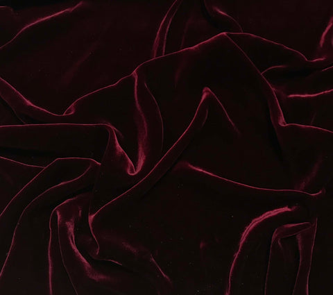 Iridescent Deep Red - Silk Velvet Fabric
