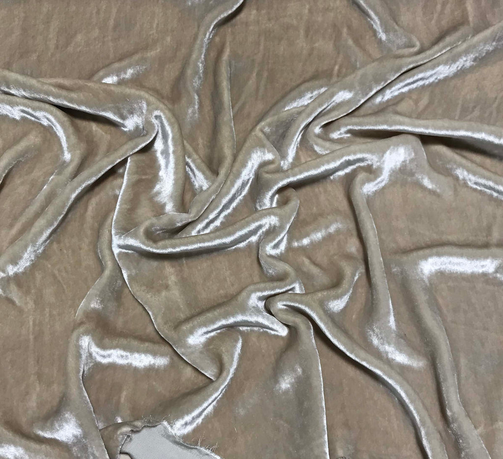 Beige - Silk Velvet Fabric