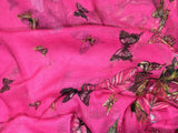 Fuchsia Pink with Butterflies - Polyester Gauze Voile